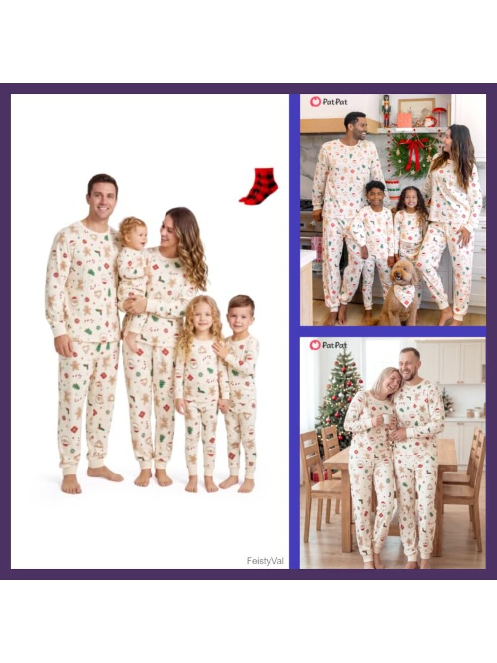 Cotton Blend Matching Family Christmas Pajama Set with Socks